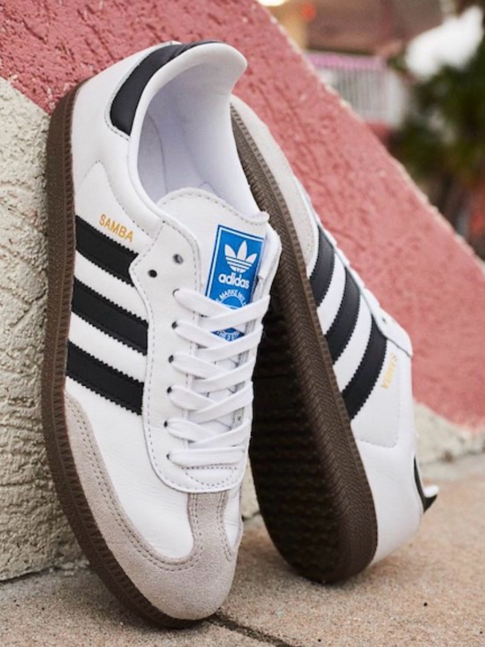 adidas Samba Sneakers in White, Black & Gum